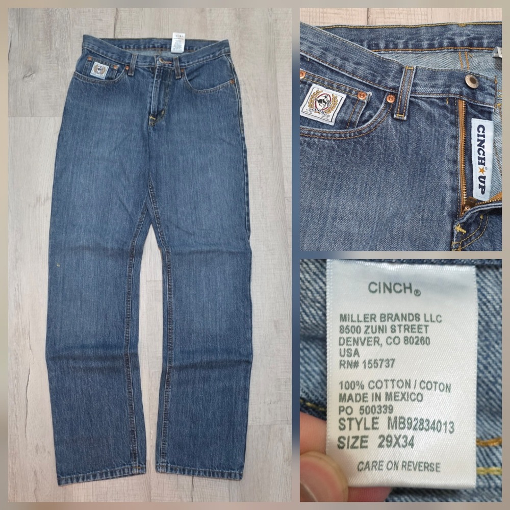 Cinch Men's White Label Straight Leg Western Denim Jeans Blue 29x34 Cinch Up